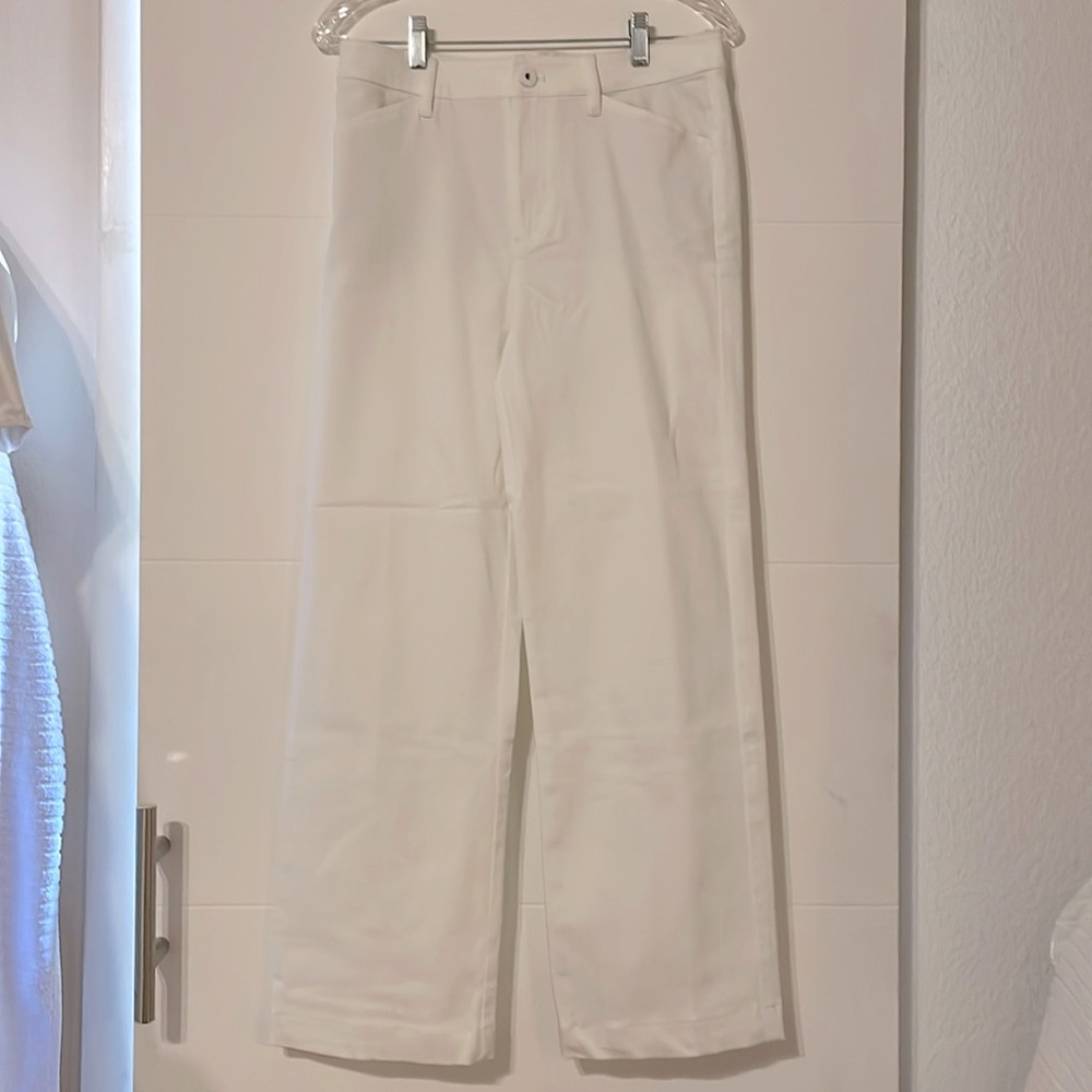J.Jill Denim Women’s HIGH-RISE white trousers, pants, stretch, size 8P cotton
